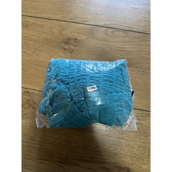 Habitat Clothes to Live In Women Crinkle Top Size Medium Buttons Stretch Artsy - Picture 12 of 12